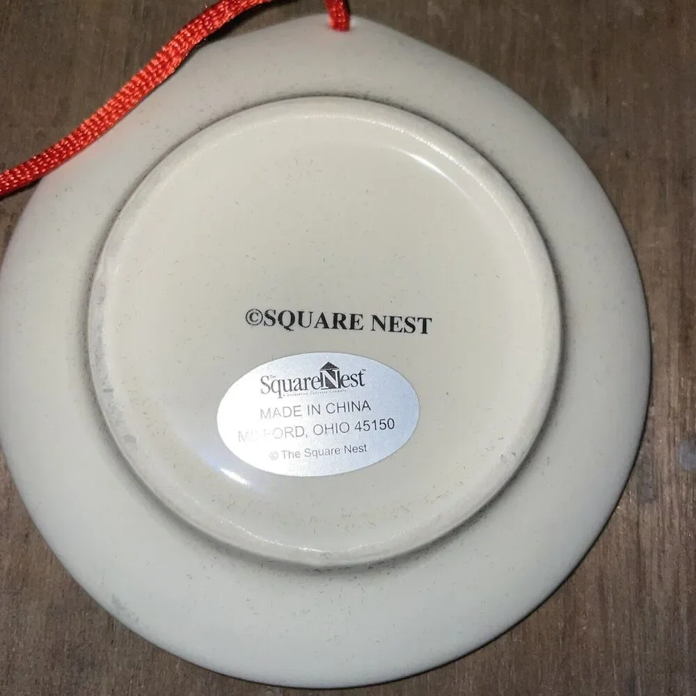 Square Nest Collectible Small Porcelain Christmas Ornament Santa Christmas Tree